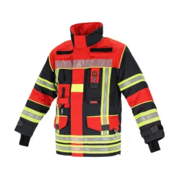 Überjacke NTi®-112 Modell 2, segmentierte Reflexbestreifung, schwarzblau/rot