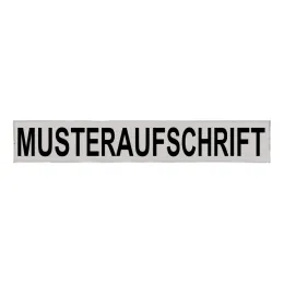 Klettschild, silber reflektierend, Text nach Angabe, 380x80 mm