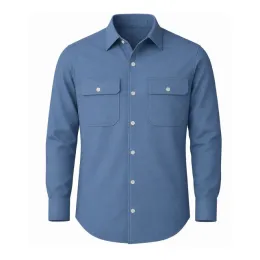 Diensthemd, 1/1 Arm, Mischgewebe, extra lang, blau