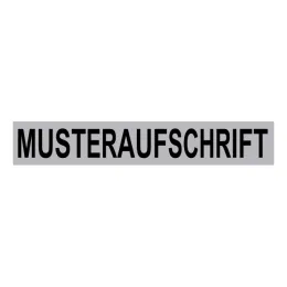 Klettschild, silber reflektierend, Text nach Angabe, 300x50 mm
