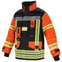 Überjacke NTi®-112 Modell 2, segmentierte Reflexbestreifung, schwarzblau/orange
