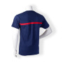 T-Shirt, navyblau mit aufgenähtem rotem Streifen